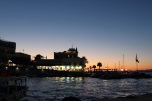 Spetses harbour by night