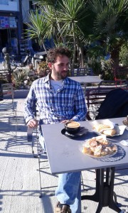 With Periklis at La Frianderie tasting their fabulous coffee!
