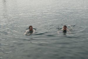 Refreshing swim in the fishing village Vathi, Methana