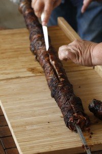Remember how nothing gets wasted food wise? Well, this interestingly looking dish is called "koukouretsi" aka lamb intestines. Greek Easter delicacy!