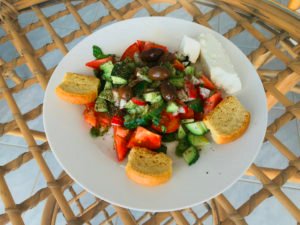 Greek salad made at our home at Live-Bio