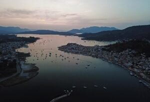 Poros sunset bird view